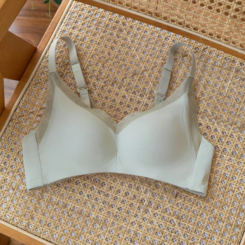 BirdTree Lining 100%Real Silk Solid Bra, Women Traceless Mesh,  Wire Free Soft Comfort Underwear, 2024 Spring Summer P41954QC  Amaijoin