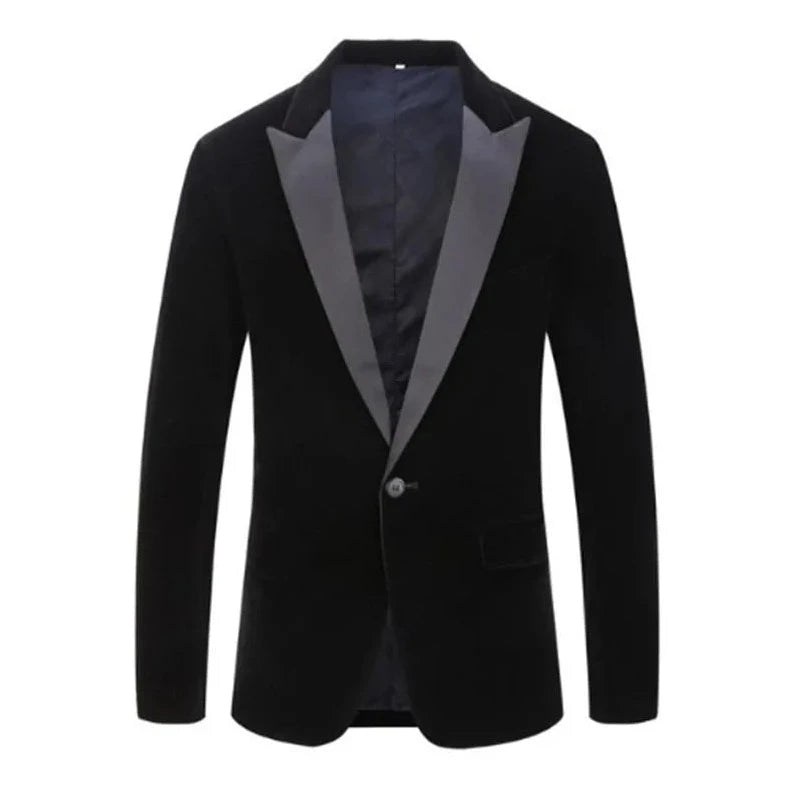 Men's Fashion Trend Velvet Groom Tuxedo Slim Fit Wedding Party Dress Business Casual Suit Jacket Banquet Single Blazers Coat  Amaijoin