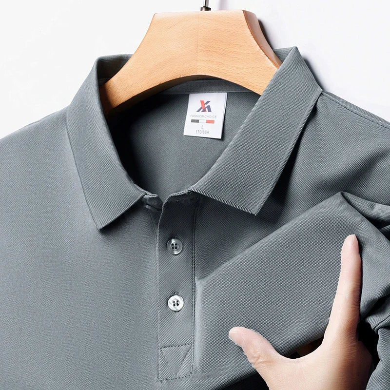 Men's Fashion Solid Short Sleeved Polo Shirt Summer Breathable Comfortable Top  Amaijoin