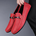 Carregue a imagem no visualizador da Galeria, Summer Genuine Leather Men Loafers Breathable Flats Men&#39;s Casual Shoes Moccasins Man Lightweight Driving Shoes Red Wedding Shoes  Amaijoin
