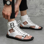 Carregue a imagem no visualizador da Galeria, Luxury Brand White Roman Sandals Summer 2023 New Beach Shoes Men&#39;s New Casual Sandals Men&#39;s Outdoor Comfortable Zippered Sandals  Amaijoin
