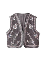 Carregue a imagem no visualizador da Galeria, KAOPU ZA Women&#39;s Vintage beaded embroidered velvet vest top Jacket Women&#39;s casual spring vest coat  Amaijoin
