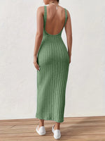 Carregue a imagem no visualizador da Galeria, Solid Backless Tank Dress，Summer new sexy backless mid-length knitted sleeveless dress  Amaijoin
