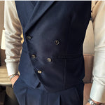 Carregue a imagem no visualizador da Galeria, 2023 Brand Clothing Men Spring High Quality Double Breasted Blazers Vest/Male Slim Fit Casual Suit Vest Sizing Up S-4XL  Amaijoin
