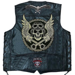 Carregue a imagem no visualizador da Galeria, Men&#39;s Motorcycle Leather Vest Fashion Embroidered Patches Sleeveless Biker Jacket Casual Streetwear Locomotive Club Punk Veste  Amaijoin
