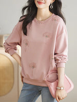 Carregue a imagem no visualizador da Galeria, White Pink Elegant Embroidered Beaded Sweatshirts Women Autumn Winter Loose Casual Y2K Oversized Pullovers Female 2023 New In  Amaijoin
