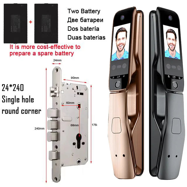 WiFi Tuya APP Voice Intercom Digital Door Lock  High Quanlity 3D Face Recognition Smart Door Lock With Camera  Amaijoin