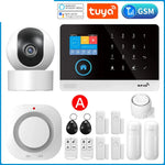 Carregue a imagem no visualizador da Galeria, Gautone Tuya Smart Wifi Home Security Alarm System Wireless GSM Fire Alarm System Panel Smart Life App Control work with Alexa  Amaijoin
