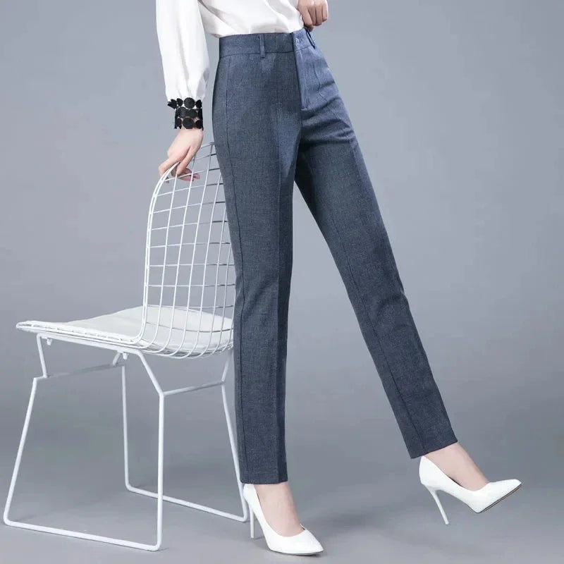 High Waist Formal Ankle Length Pants Women Casual Classic Slim Pantalones Korean Office Pencil Sweatpants Straight Suit Trousers  Amaijoin