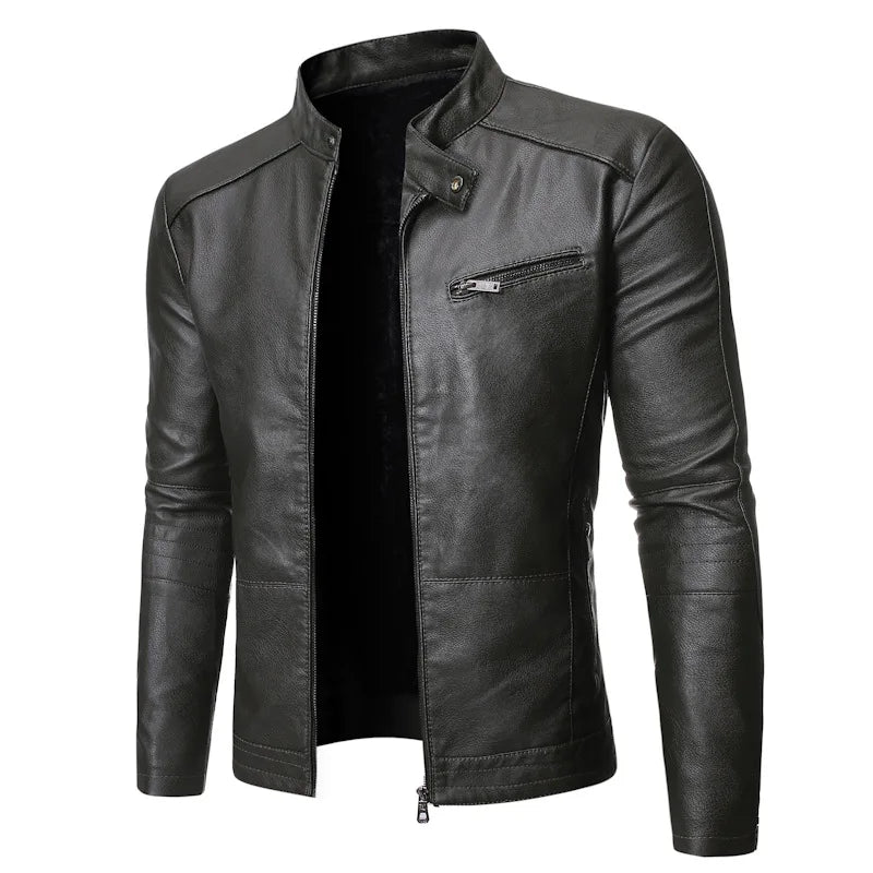 2024 Treesolo New Spring and Autumn Men's Jacket Fashion Trend Korean Slim Fit Casual Men's Leather Jacket Motorcycle Jacket  Amaijoin