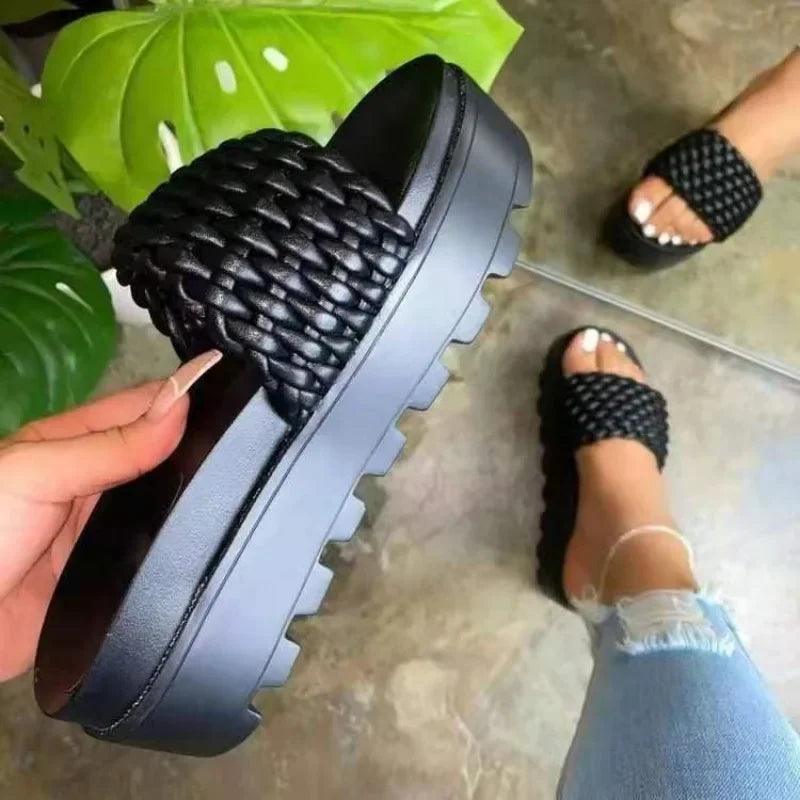 Spring/Summer 2024 Women Luxury Shoes Slipper Summer PU Leather Women's Sandal Casual Slides Outdoor Female Ms Flip Flops  Amaijoin