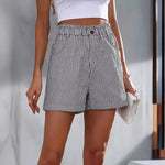 Carregue a imagem no visualizador da Galeria, New summer casual pocket striped casual shorts women&#39;s wear  Amaijoin
