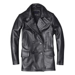 Carregue a imagem no visualizador da Galeria, New Men&#39;s Genuine Leather Jacket Male Cowhide Overcoat Autumn Winter Business Coat Trench Style Double Breasted Clothes Calfskin  Amaijoin
