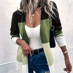 Load image into Gallery viewer, Women&#39;s Color Block Cardigan - Stylish Long Sleeve Sweater for Fall and Winter  Amaijoin
