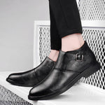 Load image into Gallery viewer, New Designer Genuine Leather Men Casual Boots Black Cow Leather Men&#39;s Shoes Luxury Trend Chelsea Boots Winter Sonw Shoes Man  Amaijoin
