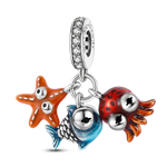 Load image into Gallery viewer, Octopus Dolphin Crab Starfish Turtle Shell Ocean Mermaid Scallops Anchor cruise ship Charms 925 Silver For Original Jewelry Gift  Amaijoin
