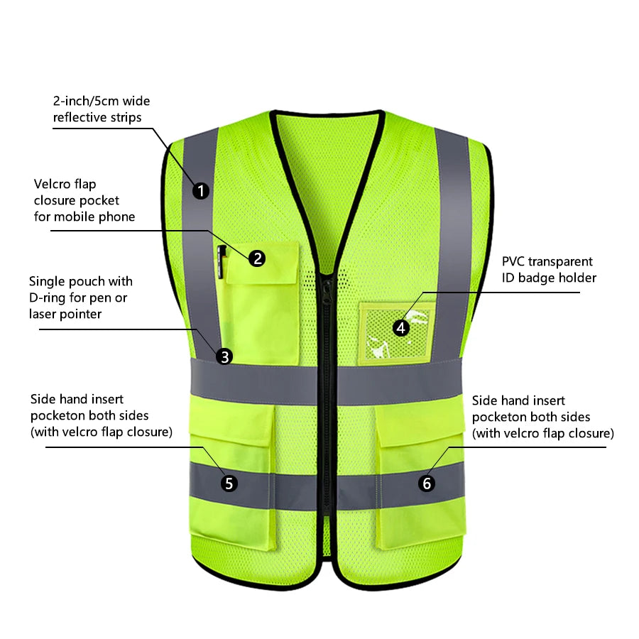 Adjustable Reflective Security Vests High Visibility Reflective Safety Vest Traffic Night Outdoor For Running Cycling Sports  Amaijoin