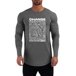 Carregue a imagem no visualizador da Galeria, Men&#39;s Running Sport Long Sleeve Cotton T-Shirt Gym Fitness Training Bodybuilding Shirt Slim Fit Breathable Fashion Print Tops  Amaijoin
