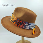 Carregue a imagem no visualizador da Galeria, Hand-painted Fedora Hat Men&#39;s and Women&#39;s Hat Panama Spring Autumn Fashion with Wrapped Feather Wool Fedora Hat Big Brim  Amaijoin
