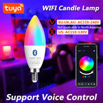 Carregue a imagem no visualizador da Galeria, Tuya E14 Candle Lamps APP Control Smart Bulb Bluetooth WIFI RGB 220V LED Light Dimmable Smart Life Room Home Group Crystal Lamps  Amaijoin
