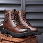 Carregue a imagem no visualizador da Galeria, Designer&#39;s New Men&#39;s Workwear Boots Handsome Motorcycle Boots Thick Sole Mountaineering Boots Men&#39;s Genuine Leather Short Boots  Amaijoin
