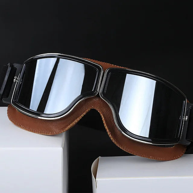 Motorcycle Glasses Windproof Motorcycle Helmet Glasses Sunglasses Retro Universal Folding Leather Retro Motorcycle Accessories  Amaijoin