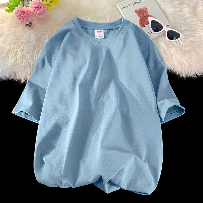 Summer 100% Cotton T Shirts,Short Sleeve Crew Neck Tops,Oversize Tee,Soft T Shirt for Women  Amaijoin