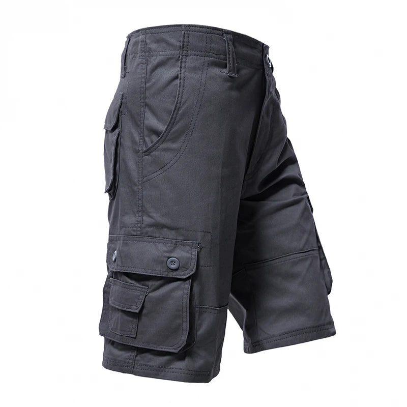 Male Cargo Pants Knee Shorts Classic Summer Shorts Multiple Pockets Large Size Cotton Half Pants Khaki Army Green Shorts  Amaijoin