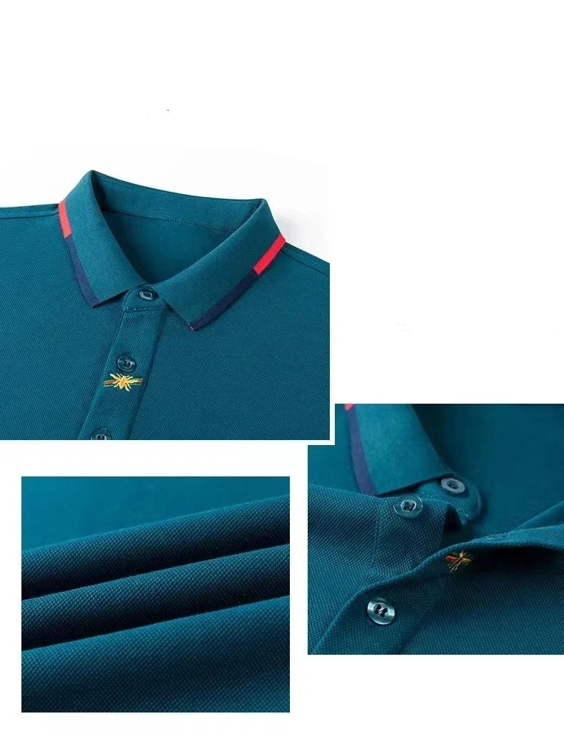 Premium Luxury Brand Long Sleeve 100% Cotton POLO Shirt Men Spring and Autumn Fashion Little Bee Embroidery Casual Paul T-shirt  Amaijoin