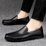 Carregue a imagem no visualizador da Galeria, 2023 Men Black Hollowed Out Leather Shoes Brand Summer Genuine Leather Mens Loafers Moccasins  Breathable Slip on Driving Shoes  Amaijoin
