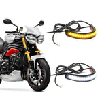 Carregue a imagem no visualizador da Galeria, 1Pc 12V LED Motorcycle Turn Signal Light &amp; DRL Amber White Moto Flasher Ring Fork Strip Lamp Flashing blinker Universal  Amaijoin
