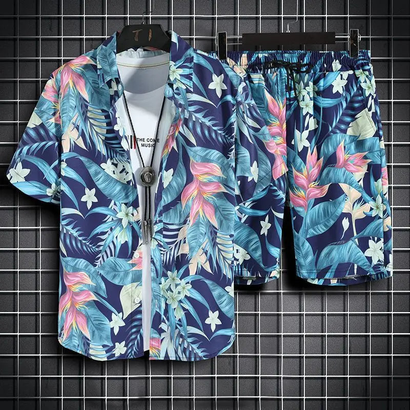 Beach Clothes For Men 2 Piece Set Quick Dry Hawaiian Shirt and Shorts Set Men Fashion Clothing Printing Casual Outfits Summer  Amaijoin