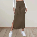 Carregue a imagem no visualizador da Galeria, Women Long Skirts High Waist Bodycon Skirt Women Solid Split Pink Skirt Autumn Winter Streetwear Straight Black Midi Skirt  Amaijoin
