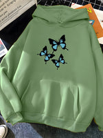 Carregue a imagem no visualizador da Galeria, Hirsionsan Butterflies Print Women Sweatshirt Soft Casual Loose Female Hoodies 2023 Winter New Warm Fleece Tops for Girls  Amaijoin
