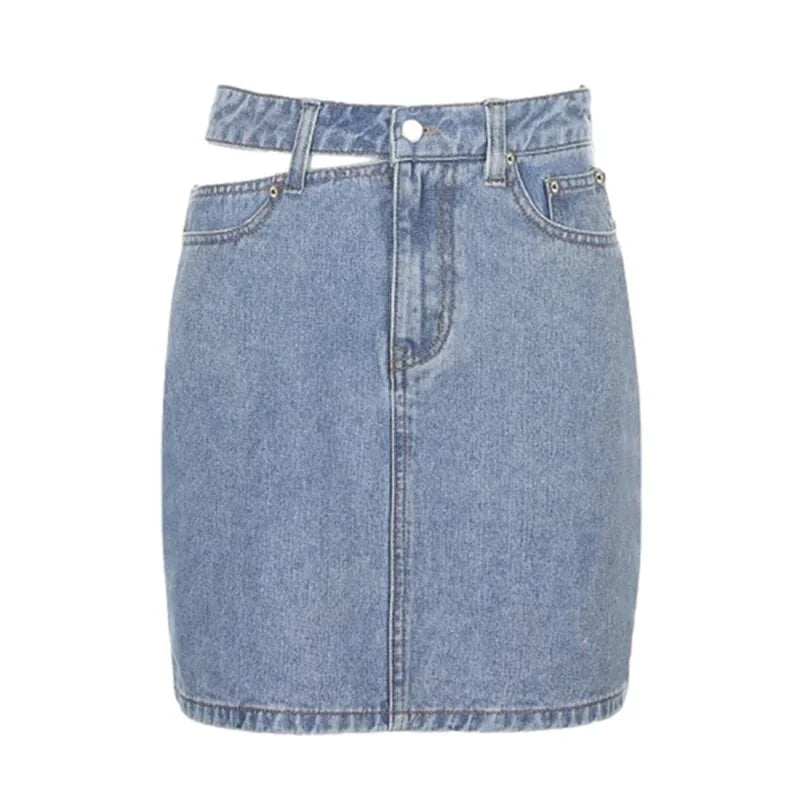 Women Fashion New Split High Waist Denim Skirt Summer Comfortable Daily Wrap Hip Half-body Dress Female Casual Trend Streetwear  Amaijoin