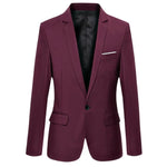 Carregue a imagem no visualizador da Galeria, Men Blazer Business Casual Single Breasted Flap Pockets Blazer Solid Color Suit Jacket Work Clothes Slim Fit Office Blazer Suit  Amaijoin
