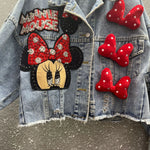 Carregue a imagem no visualizador da Galeria, 2024 New Women Coat Cartoon Sticker Embroidered Sequin Short Denim Jacket Loose Bowknot Top  Amaijoin
