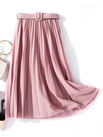 Carregue a imagem no visualizador da Galeria, XFPV 2023 New Autumn Summer Fashion Solid Color High Waist Pleated A Line medium and long Skirt Women SM1983  Amaijoin
