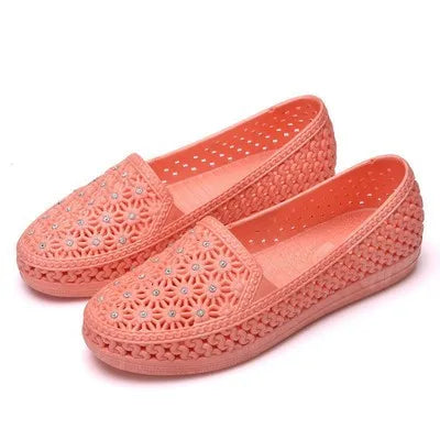 Flats Shoes Women Hollow Out Slip on Casual Nurse Shoes Summer Loafers Female Sandals Shallow Beach Breathable Zapatos  Amaijoin