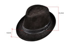 Load image into Gallery viewer, Men Genuine Leather Suede Cow Skin Nubuck Brown Fedoras Hats Women Gentleman Male Jazz Hip Pop Caps 56-60cm Fitted Hat  Amaijoin
