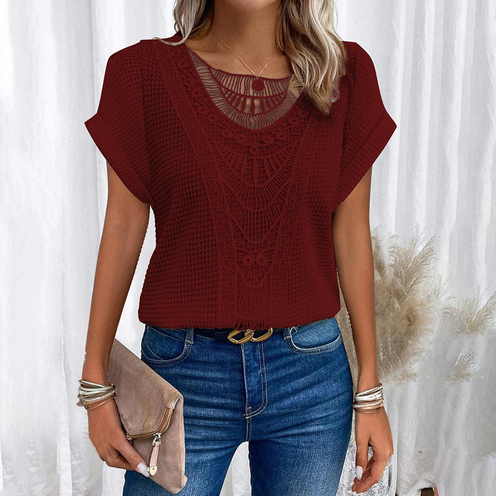 Basic Blouse Tops for Women Clothing 2024 Summer Slim Fit Short Sleeve T-shirt Tee Fashion Female Casual Y2K Crop Korean Pullove  Amaijoin