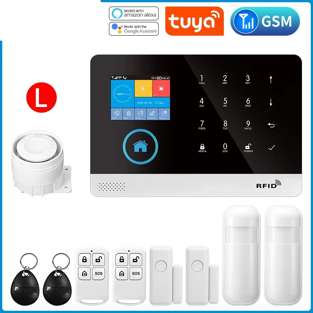 Gautone Tuya Smart Wifi Home Security Alarm System Wireless GSM Fire Alarm System Panel Smart Life App Control work with Alexa  Amaijoin