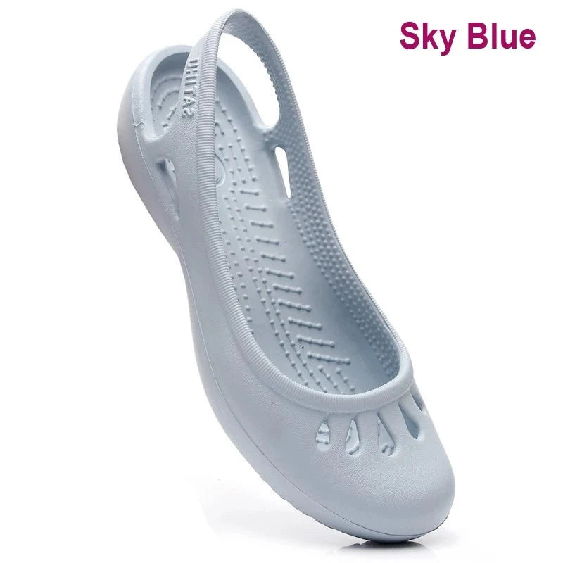 Certified Satihu Summer New Lightweight Anti Slip Hole Shoes  Clog For Women's Flat Bottom Sandals Nurse Outdoor Beach Jelly  Amaijoin