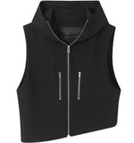 Carregue a imagem no visualizador da Galeria, NOYMEI Korean Style All-match Hooded Vest Jacket Loose Personality Open Sleeveless Top 2024 Zipper Handsome O-neck Tide WA693  Amaijoin
