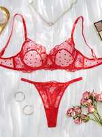 Carregue a imagem no visualizador da Galeria, Women&#39;s Underwear Sexy Lingerie Polka Dot Hot Lace Transparent Bra Costumes Pornos Attractive Chest Sensual Uncensored Intimate  Amaijoin
