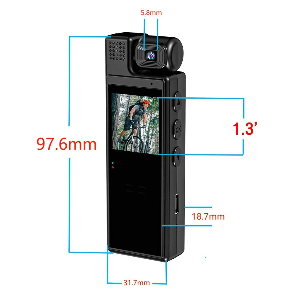 Full 1080P high-definition mini camera with 180 degree rotation infrared night vision portable camera BodyCam small bicycle came  Amaijoin