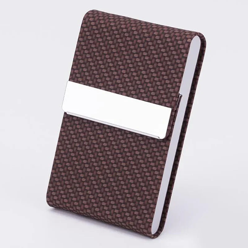 Business Card Holder PU Leather Business Card Case Name Cards Wallet Slim Metal Pocket Card Organizer Gifts for Men Women Office  Amaijoin