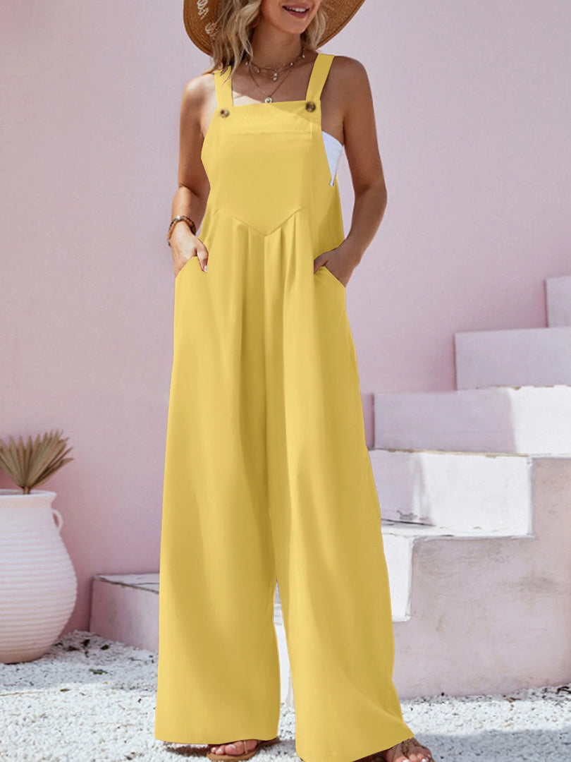 2023 Spring/Summer New Ethnic Style Fashion Solid Color Wide Leg Jumpsuit Quick Sale Tongfa European and American Women's Cross  Amaijoin