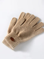 Load image into Gallery viewer, Women 100% Real Cashmere Knitted Gloves Ribbed Cuff Autumn Winter Touchscreen Finger Warm Wrist Length Classic Female Mitten  Amaijoin
