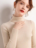 Carregue a imagem no visualizador da Galeria, New Turtleneck Jumper Woman Knitted Blouses Fashion Ladies Sweaters Winter Thermal Striped Long Sleeve Autumn Warm Tops Bacis  Amaijoin
